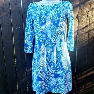 Lilly Pulitzer SOPHIE UPF 50+ Dress XS in Blue Canopy Chaos